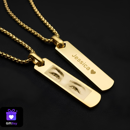 Personalized Eye Engraving Chain - Custom Eye Photo Necklace