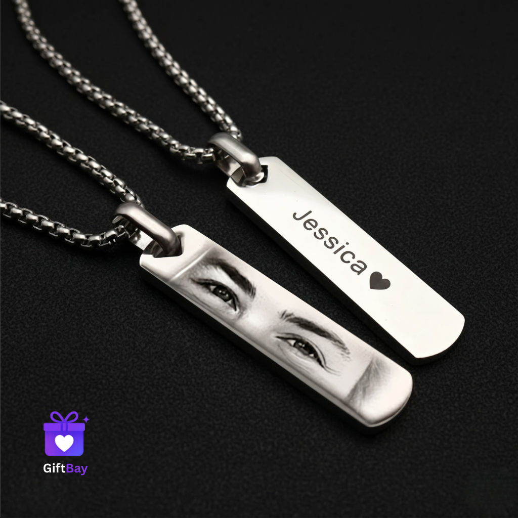 Personalized Eye Engraving Chain - Custom Eye Photo Necklace