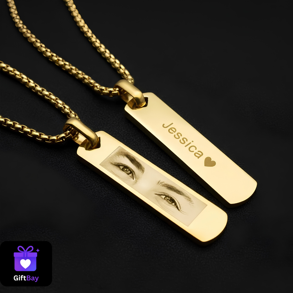 Personalized Eye Engraving Chain - Custom Eye Photo Necklace